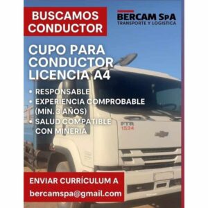 Cupo para Conductor Licencia A4