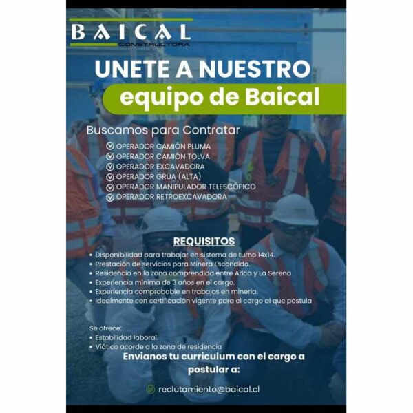 Operadores para Minera Escondida