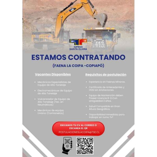 Contrataciones en Faena La Coipa