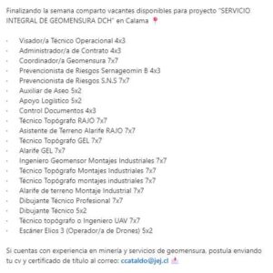 Vacantes disponibles para proyecto de Geomensura