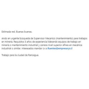 Supervisor Mecánico