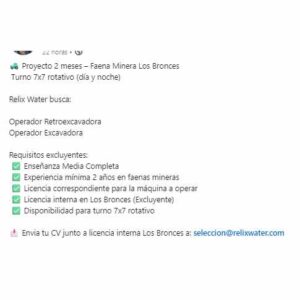 Operadores para Faena Minera