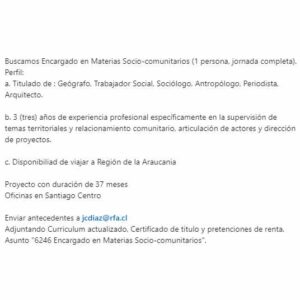 Encargado en Materias Socio-comunitarios