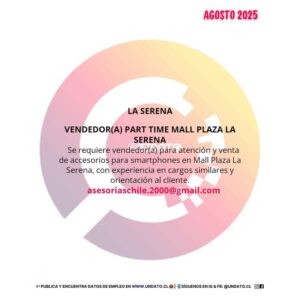 Vendedor(a) Part Time Mall Plaza La Serena