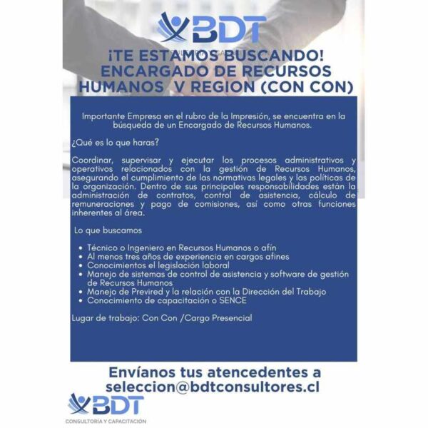 Encargado de Recursos Humanos en Con Con