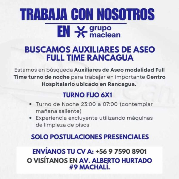 Auxiliares de Aseo Full Time