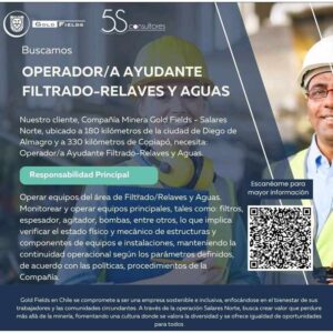 Operador/a Ayudante Filtrado-Relaves y Aguas