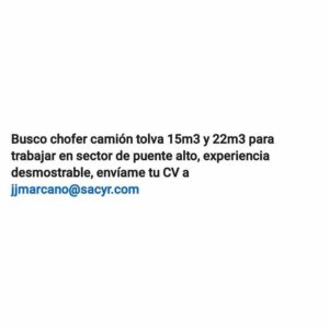 Chofer Camión Tolva