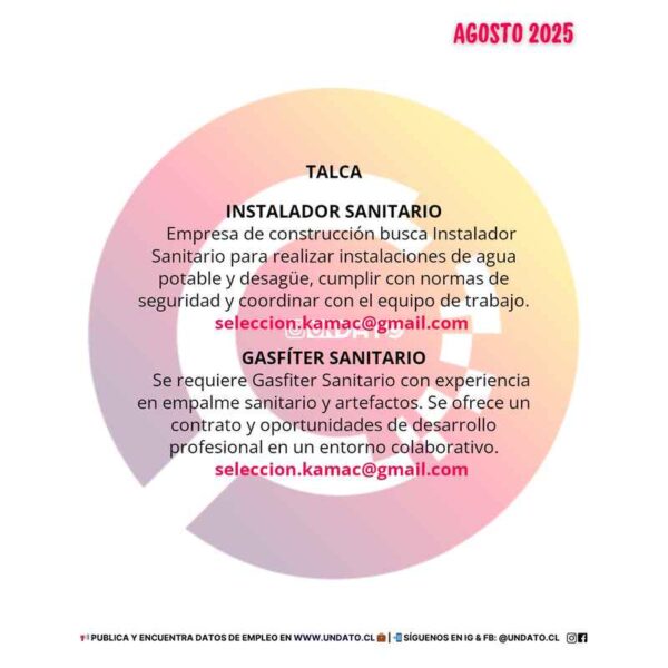 Se busca instalador sanitario y gasfiter sanitario