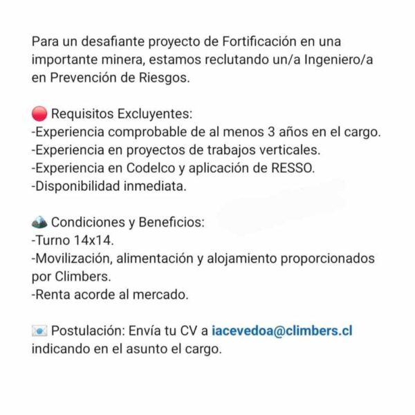 Ingeniero/a en Prevención de Riesgos