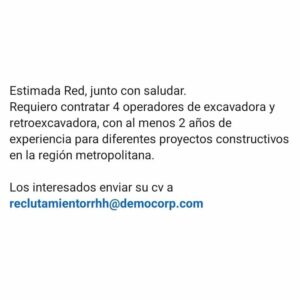 Operadores de Excavadora y Retroexcavadora