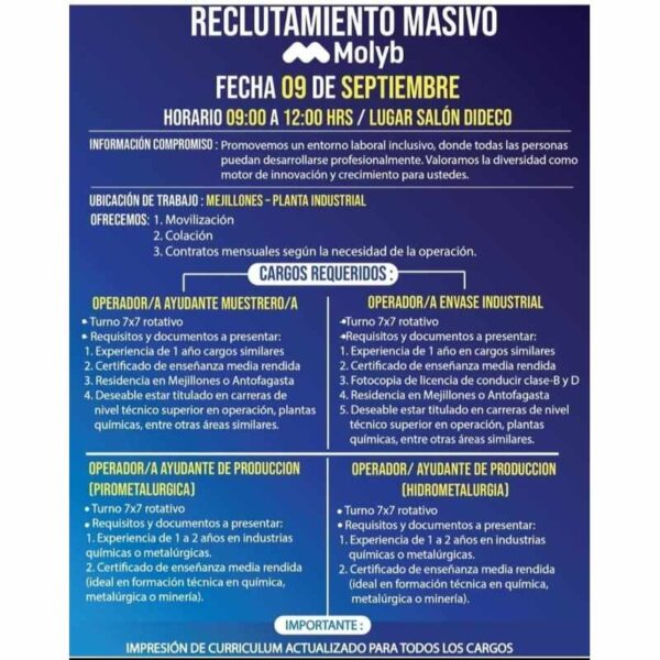Reclutamiento Masivo en Molylb