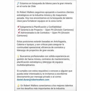 Liderazgo en Minería Norte de Chile