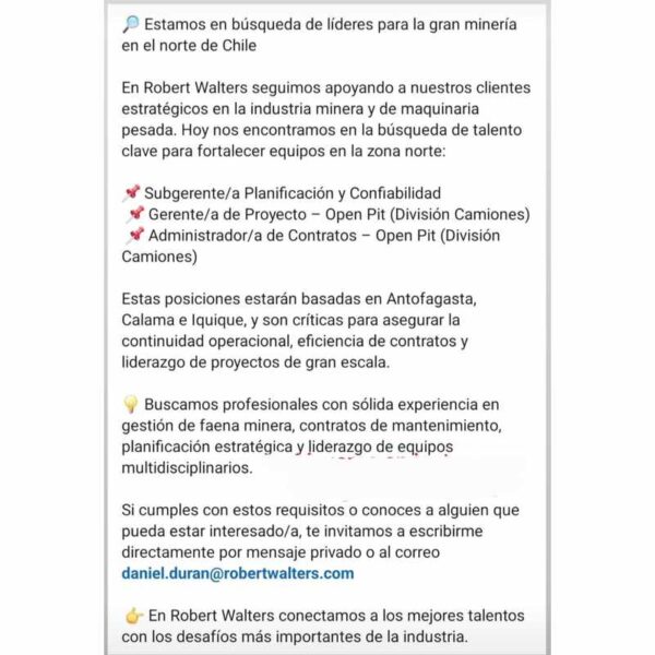 Liderazgo en Minería Norte de Chile