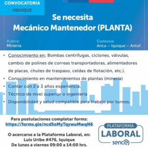Mecánico Mantenedor (PLANTA)