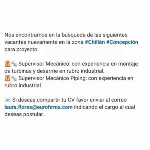 Supervisor Mecánico y Piping