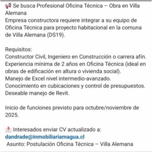 Profesional Oficina Técnica en Villa Alemana