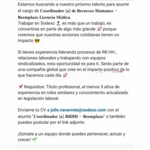 Coordinador(a) de Recursos Humanos