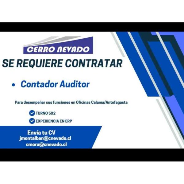 Se requiere contador auditor en Cerro Nevado
