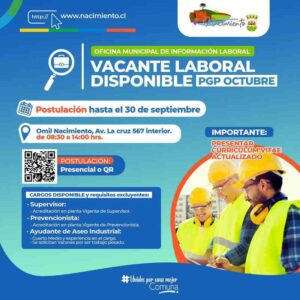 Vacante de Supervisor y Ayudante de Aseo Industrial