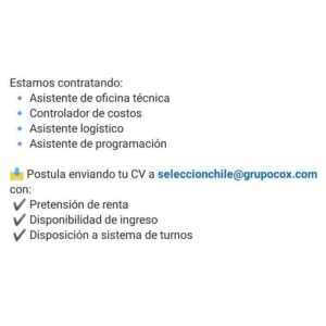 Oportunidades laborales en diversas áreas
