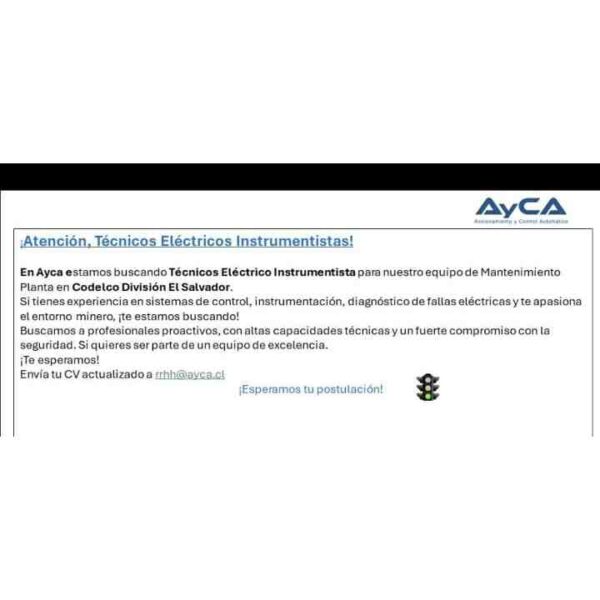 Se Busca Técnico Eléctrico Instrumentista