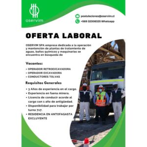 Operadores y Conductores para Faena Minera