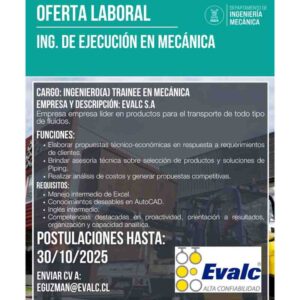 Ingeniero(a) Trainee en Mecánica