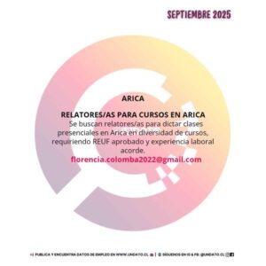 Relatores/as para Cursos en Arica