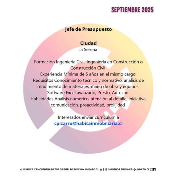 Jefe de Presupuesto