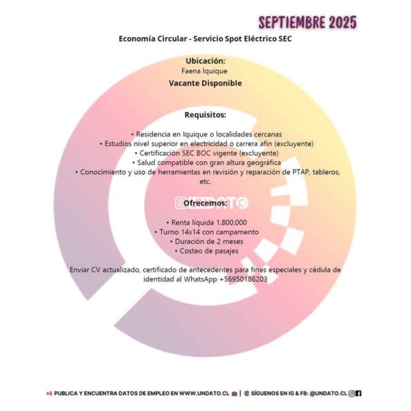 Vacante Servicio Spot Eléctrico SEC