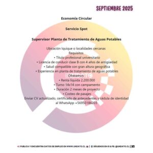 Supervisor Planta Tratamiento Aguas Potables