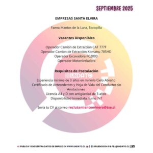 Operadores para Faena Mantos de la Luna