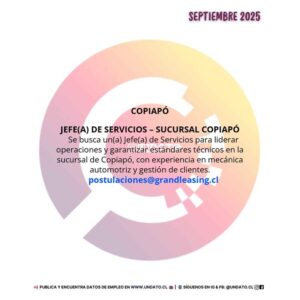 Jefe(a) de Servicios - Sucursal Copiapó