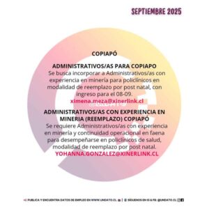Se buscan administrativos con experiencia en minería