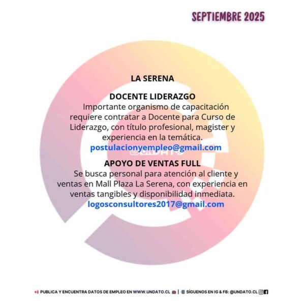 Docente y Apoyo de Ventas