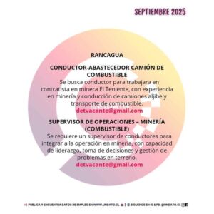 Se buscan conductores y supervisores para minería