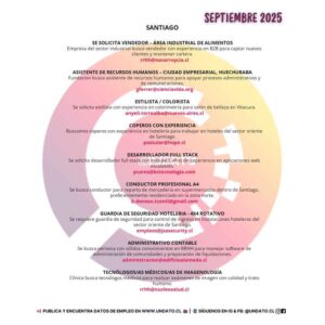 Oportunidades de empleo en Santiago