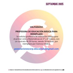 Profesora de Educación Básica para Reemplazo