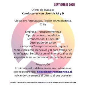 Conductores con Licencia A4 y D
