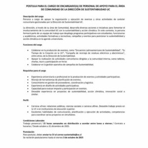 Encargado(a) de Personal de Apoyo