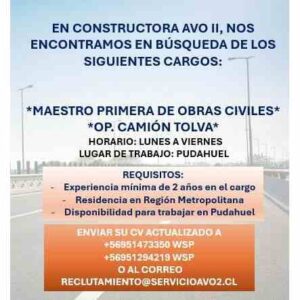 Ofertas de trabajo en Constructora AVO