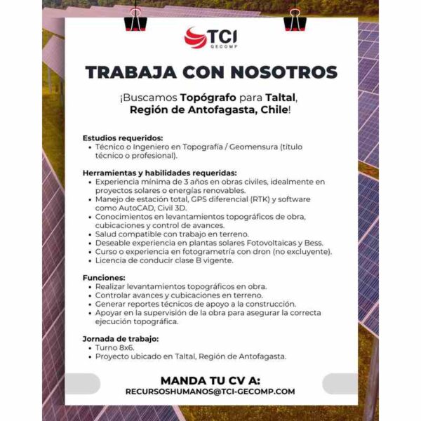 Topógrafo para Proyecto Solar