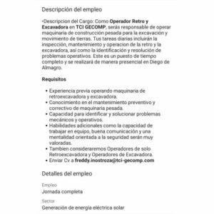 Operador Retro y Excavadora