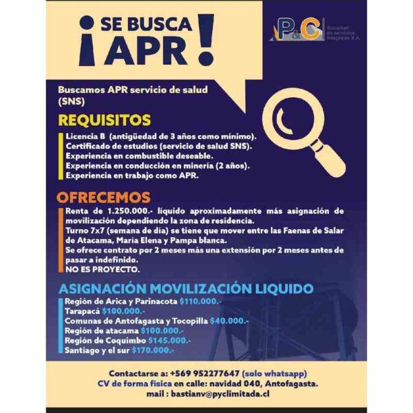Se Busca APR Servicio de Salud