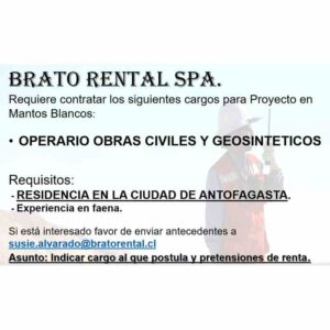 OPERARIO OBRAS CIVILES Y GEOSINTETICOS