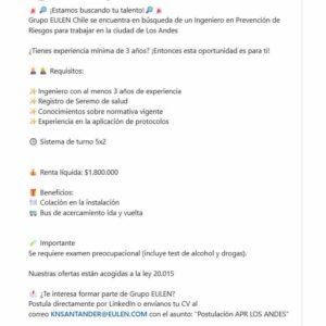Ingeniero en Prevención de Riesgos - Los Andes