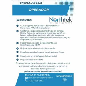 Operador de plataformas elevadoras (Manlift) – Northtek