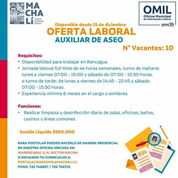 Auxiliar de Aseo - Rancagua