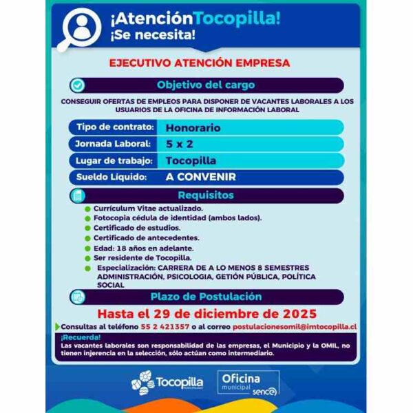 Ejecutivo Atención Empresa Tocopilla